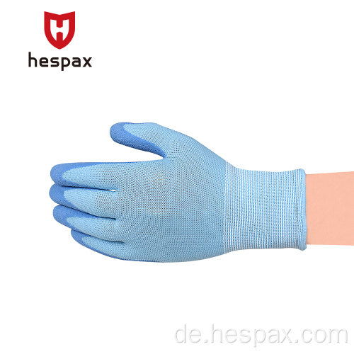 Hespax 13Gauge Nylon -Schaumlatex Arbeit Handschuhe im Freien